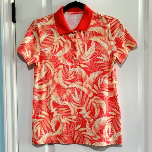 Lands End Tropical Orange Activewear Women's Pullover Polo Shirt Small - Picture 1 of 4